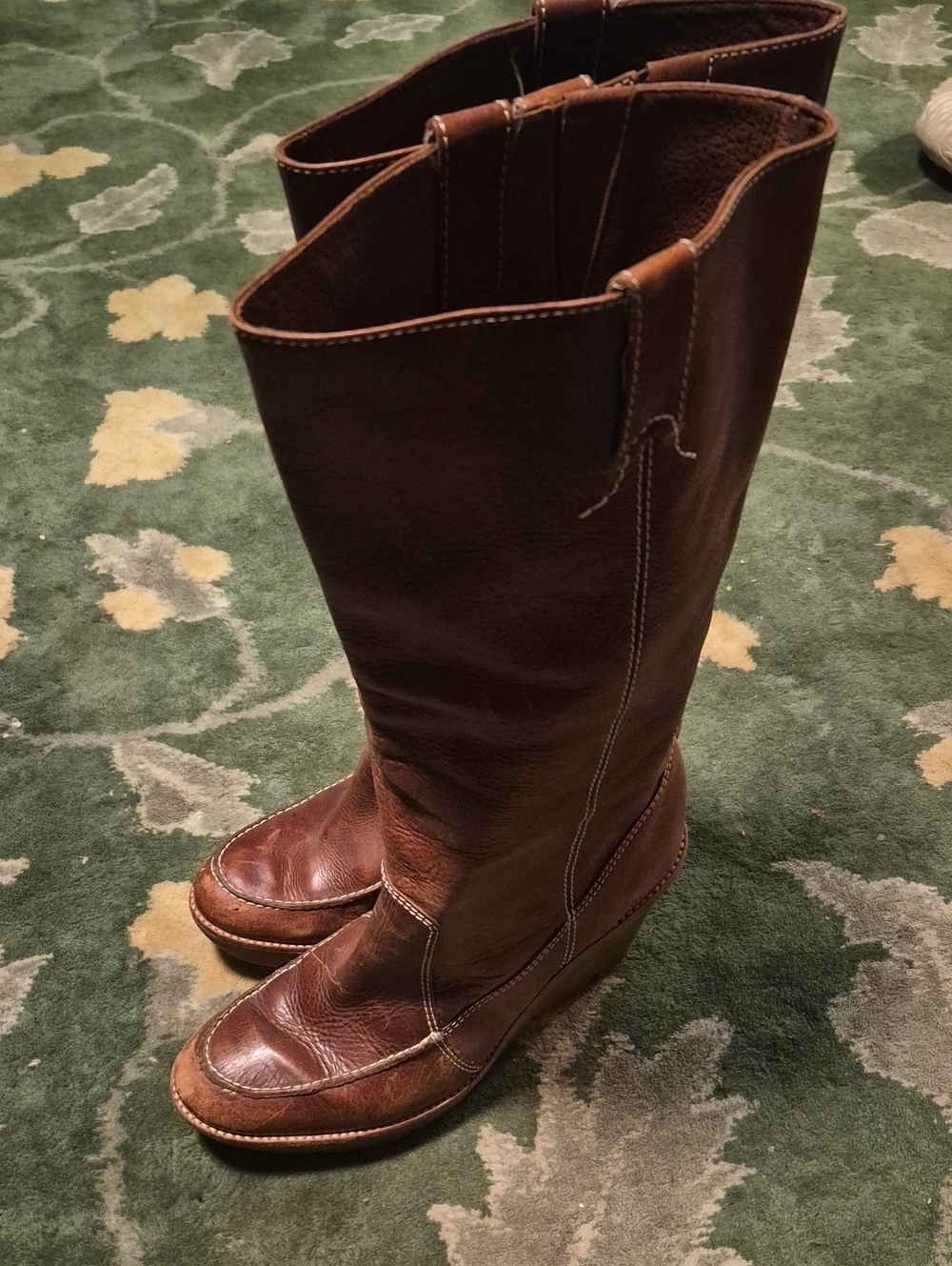 Michael Kors Brown Leather Knee-High Wedge Boots